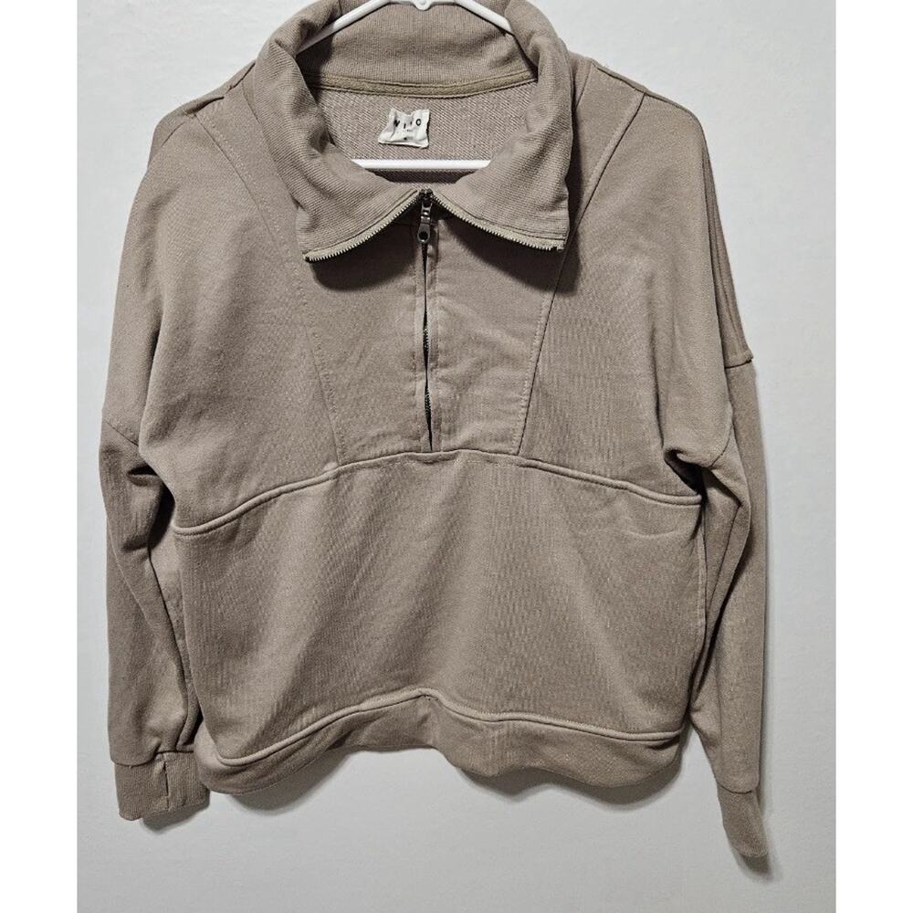 Wilo The Label Bella Half Zip Pullover Sweatshirt in Camel Tan Size Small